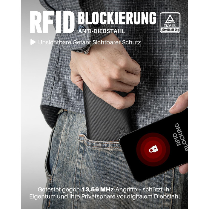Чоловічий гаманець з RFID-захистом та монетницею, смарт-портмоне з вікном для ID-картки, відділення на 11 карток, колір Carbon Orange