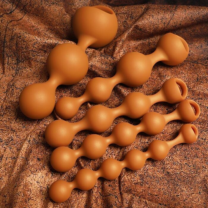 Анальні кульки з рідкого силікону Jomyu з ланцюгом для сексуальної стимуляції, анальний плаг з кільцем для утримання сперми, іграшки для секса, для чоловіків та жінок (XXL)