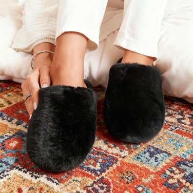 Жіночі домашні капці Snug Leaves з штучним хутром та ефектом пам'яті Memory Foam, чорні, розмір 38/39 EU