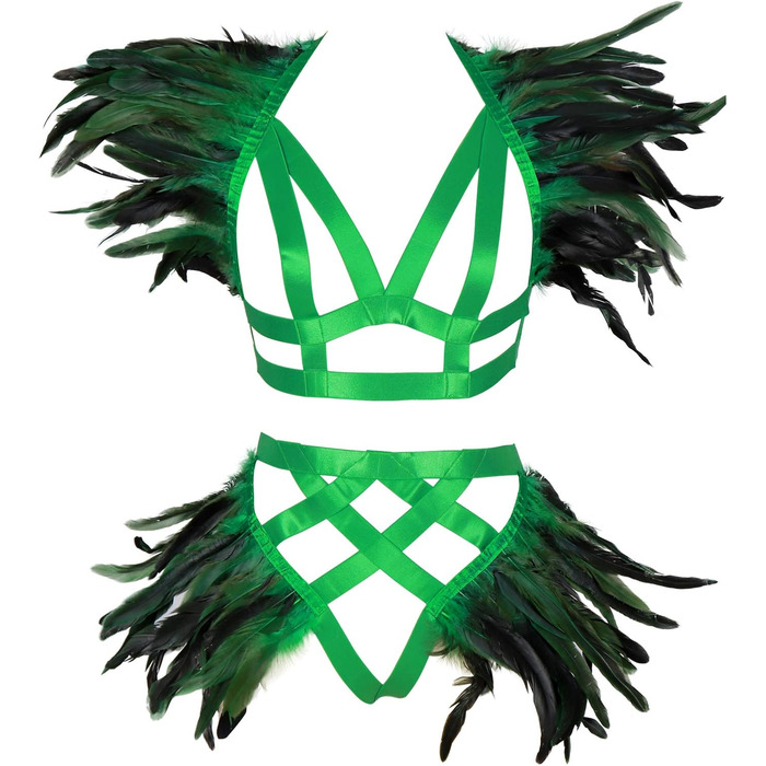 Жіночий корсет з пір'ям BBOHSS, набір аксесуарів у стилі готичний панк, для Burning Man, білий