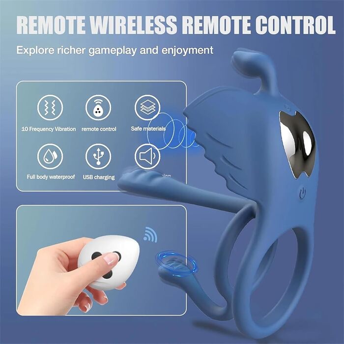 Вібратор для чоловіків 4-в-1: кільце для статевого члена, вібратор, масажер, стимулятор клітора. Чорний