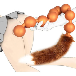 Анальні кульки з силікону JudeCP з фіолетовим хвостиком (9 кульок), анальні пробки, сексуальні іграшки для пар, косплей, SM (Золото)