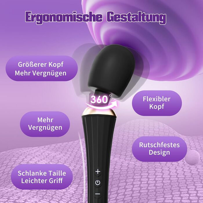 Вібратор з гнучким наконечником для жінок та пар: 5 частот, 3 інтенсивності, IPX6, чорний