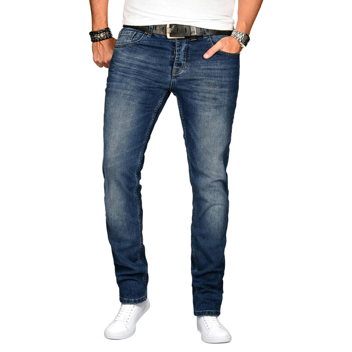 Чоловічі джинси Alessandro Salvarini Slim Fit з ефектом Washed, середньо-сині, стрейч (32W / 32L)