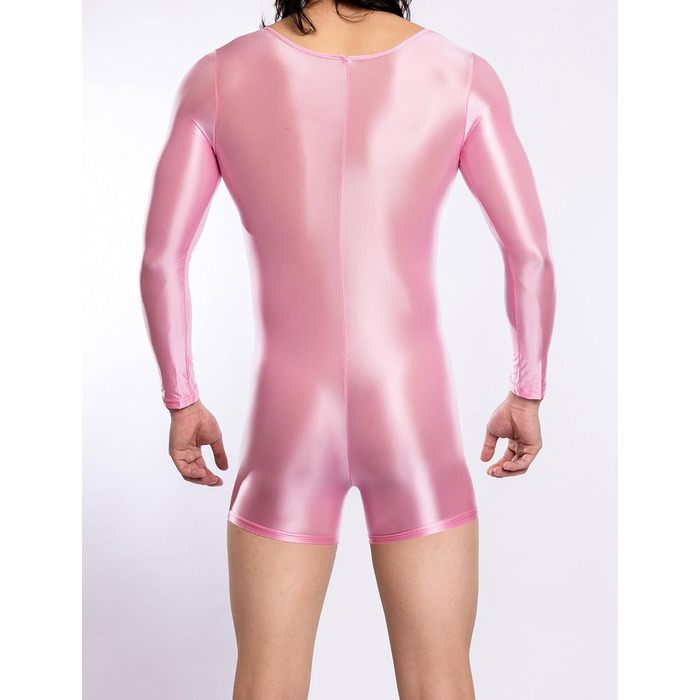 Чоловічий боді з довгим рукавом AIEOE (Рожевий, M) – блискучий, з довгим рукавом