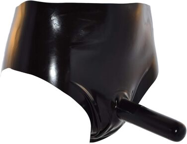 Шорти з латексу Rubberfashion з пеніс-чохлом та надувним дildo для ануса - чоловіча білизна з латексу, чорний, 0.4 мм