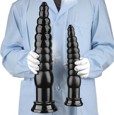 Анальний масажер Soarvlorfy з присоскою, XXL, чорний. Двосторонній анальний дилататор для чоловіків та жінок.