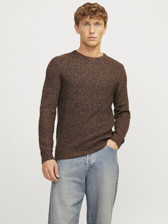Чоловічий в'язаний светр Jack & Jones Jjelewis з круглим вирізом, колір Mocha Bisque