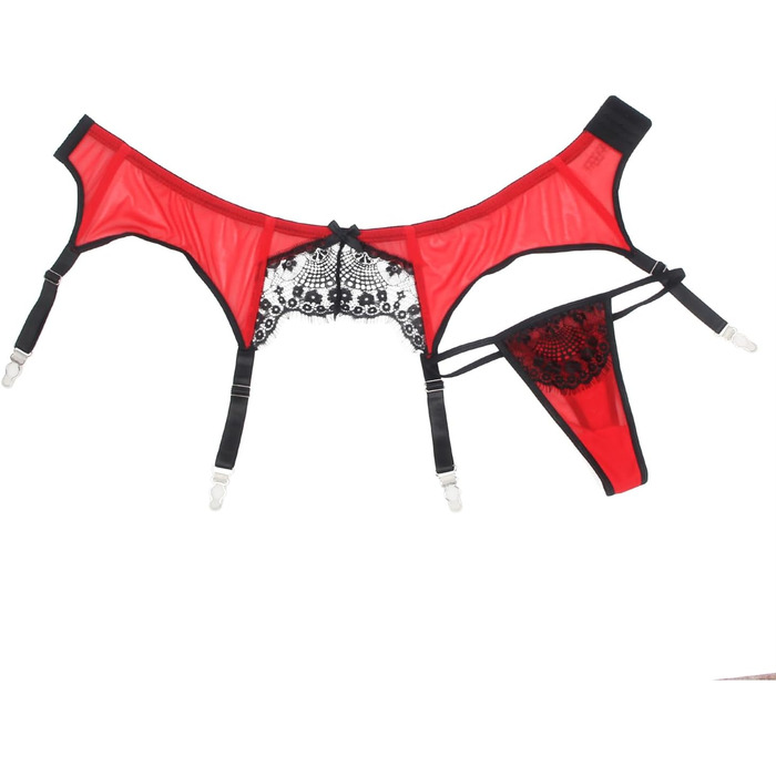 Жіночий поясок-стрічка з мережива, великий розмір, сексуальний поясок для стегон, з 4 вінтажними ремінцями, кліпсами, червоний/Подорож, однотонний (Getaway Solids) 14