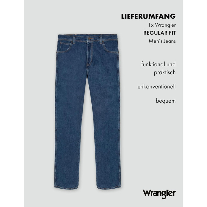 Чоловічі джинси Wrangler Regular Fit Regular - середня посадка, колір Darkstone (чорний), розмір W38 L30