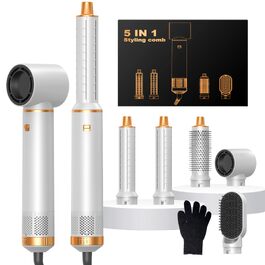 Набір стайлер для волосся 5 в 1 Haarstyler 1000W: фен, круглі щітки, вирівнювач та керлер для всіх типів волосся (чорний)