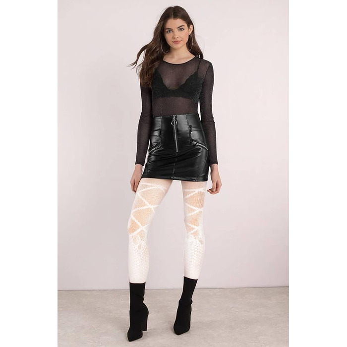 DRESHOW 6 пар мереживних панчіх з високою талією: білі, червоні, чорні