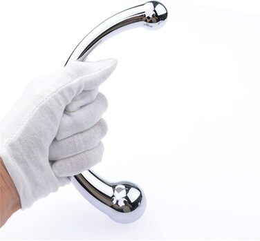 Масажний стрижень Doppekopf Dido з подвійним кінчиком (срібло) для чоловіків та жінок