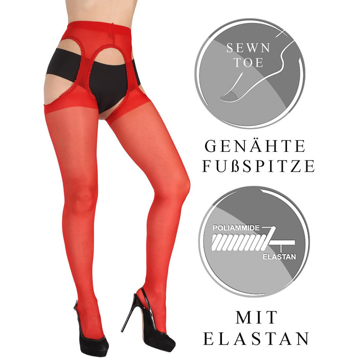 Чулки BANANALU з швом, 20 Den з вирізом (XL, Червоний/Чорний - набір 3 шт.)