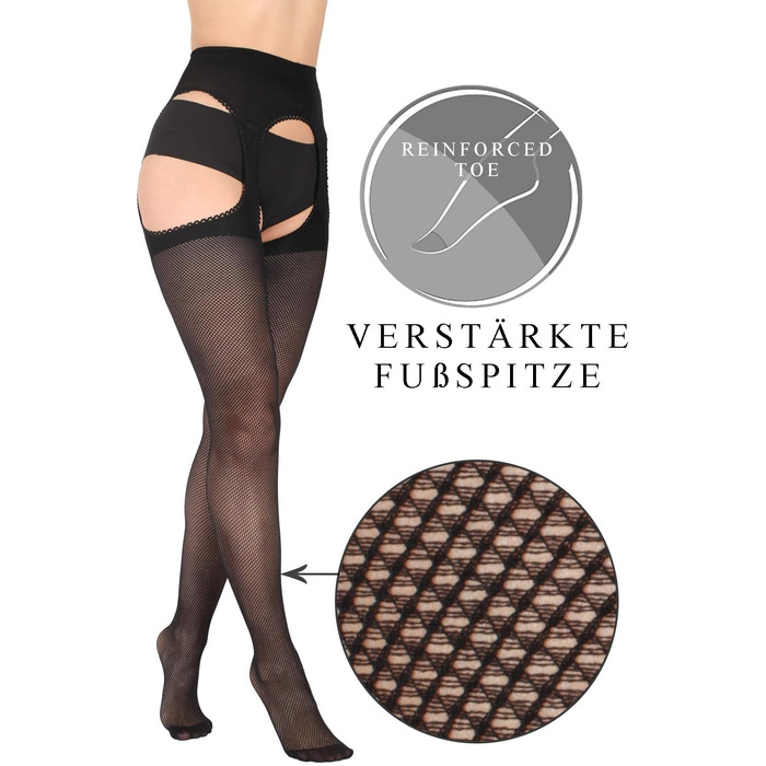 Чорні мереживні панчохи BANANALU 40 Den з вирізом, S, набір 6 шт.