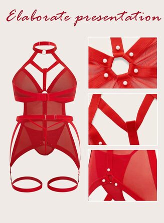 Еволюст - Комплект спідньої білизни для жінок (4XL, Червоний/Подорож, Однотонний (Getaway Solids))