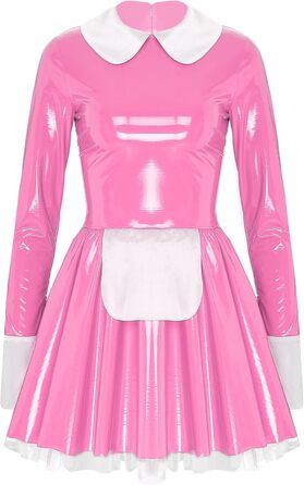 Демімейдова сукня Alvivi з ефектом вологого блиску, шкіряне міні-плаття, готичний стиль, костюм покоївки, карнавальний костюм, Хелловін, вечірка (XL, D Рожевий A)