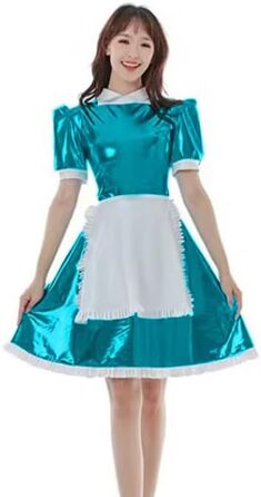 Сукня для перевдягання LIXIAAOOKWEDG для чоловіків, чорна, XL. Костюм горничної з лакованої шкіри, трансвестидська сукня