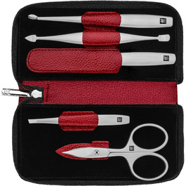 Преміальний набір для манікюру та педикюру ZWILLING (5 предметів) у шкіряному чохлі, червоний