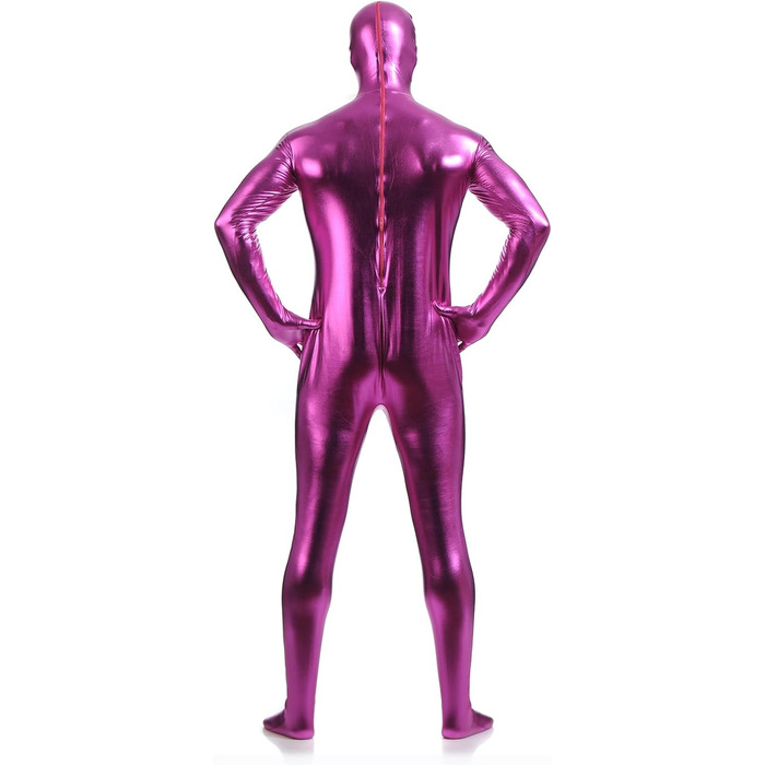 Боді для чоловіків LEEMQCYA, блискучий, металік, Wetlook, з довгими рукавами, повноекранний танцювальний костюм з масковою обробкою, лаковий шкіряний комбінезон (3XL/195-200см, Рожевий)