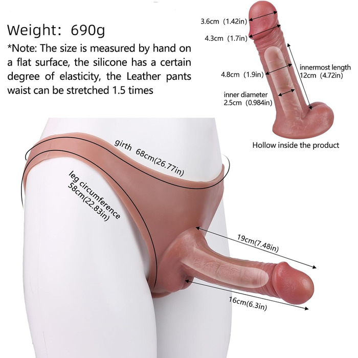 Стрінґ з кільцем для пеніса з порожнистою оболонкою – силіконовий дільдо-шкарпета для жінок та чоловіків – реалістичне подовження пеніса у вигляді трусиків з внутрішнім дільдо – секс-іграшка для пар, екстремальна