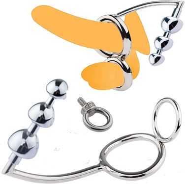 Кільце для пеніса з нержавіючої сталі, роздільник пеніса та яєчок з анальним гачком, для чоловіків, BDSM, фетиш, анальний плагін, кільце для яєчок, 40 мм