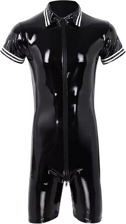 Чоловічий латексний боді Maeau, костюм з еластичної шкіри, чорний, XL