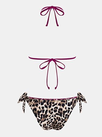 Bikini CUPSHE Daen: Комплект з трикутним топом та низькою талією, блакитний з леопардовим принтом (L)