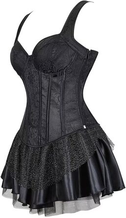 Сукня-корсет з корсетом, чорна, для жінок. Ефектний корсаж, шнуровка, блискавка, страпи, бурлескний стиль. Розмір XS. Модель Black7024