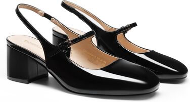 Жіночі туфлі Mary Jane DREAM PAIRS на низьких масивних підборах, закритий квадратний носок, slingback, чорні човники для офісу та вечірок, 40 EU