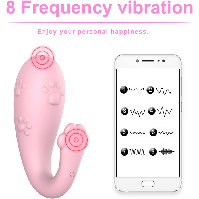 Вібратор для жінок з Bluetooth, пульсація, 8 частот, дистанційне керування, силікон, для пар (рожевий)