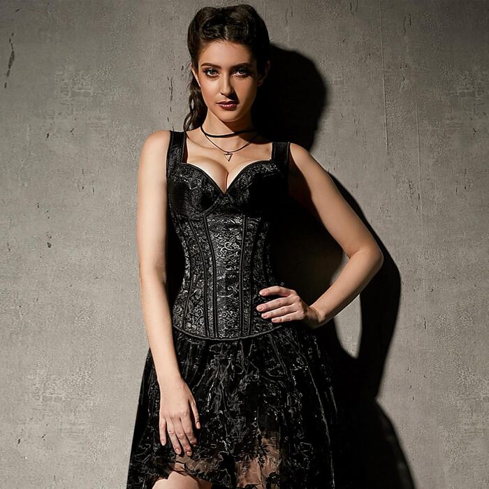 Жіночий готичний корсет-топ Kimring з жакардової тканини, чорний