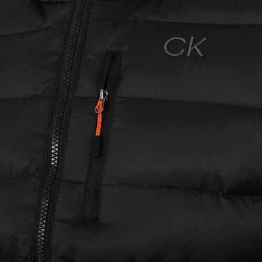 Чоловіча утеплена куртка Calvin Klein San Gabriel 2026 з жаккардового плетіння, чорна з помаранчевим, розмір L