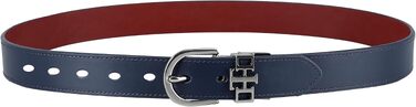 Двосторонній шкіряний ремінь Tommy Hilfiger для чоловіків Casual (розмір M, темно-синій/червоний) з сріблястою пряжкою