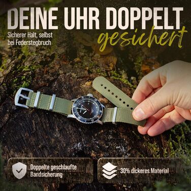 Нейлоновий ремінець для годинника NATO Strap з пряжкою, оливковий, 20 мм