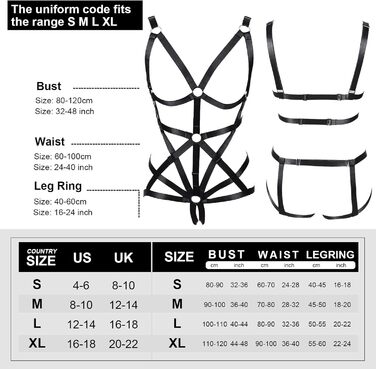 Комплект жіночий: бюстгальтер, пояс на тіло, стрінги. Чорний, готичний стиль, для танців та Хелловіну