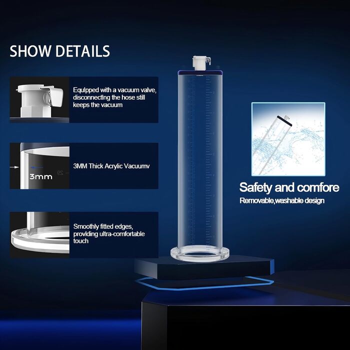 Пумпа для збільшення пеніса: ручна вакуумна помпа з манометром та 6 кільцями, для чоловіків