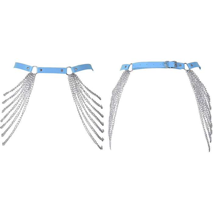 Жіночий корсет-тягач з шкіри BANSSGOTH, пояс-ремiнь, стринги, панковський стиль, для фестивалів та рейвів, великі розміри, блакитний