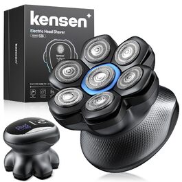 Електричний тример-голениця для голови та обличчя Kensen 7D Bold Shaver, водонепроникна машинка для гоління чоловіча, USB Type-C, синя