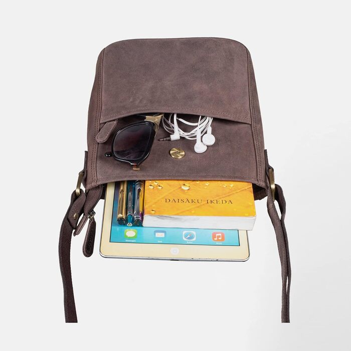 Жіноча сумка через плече LEABAGS з натуральної шкіри преміум-якості, велика сумка для роботи, навчання та повсякденного використання, темно-коричнева