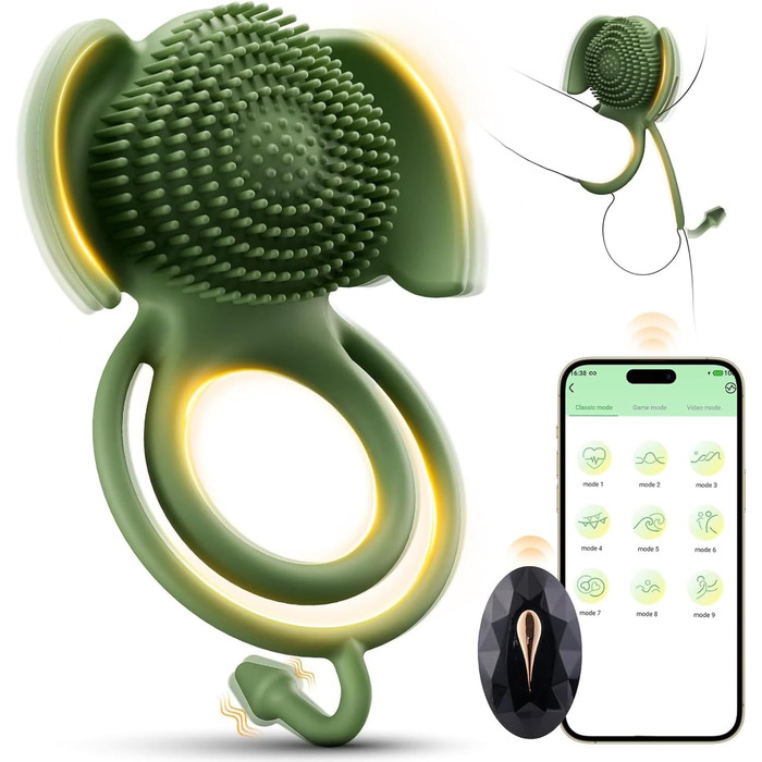 Вібратор для пар Paarvibrator з масажером клітора, 9 режимів вібрації, кільце для статевого члена, еротична іграшка для пар, чоловічі та жіночі вібратори, масажер для статевого члена з керуванням через додаток