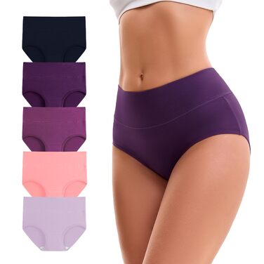 Труси жіночі INNERSY бавовна стрейч, висока талія, м'які, 5 шт. (XXL, 3 кольори: фіолетовий, темно-синій, рожевий)