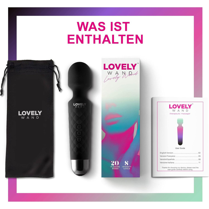 Вібратор для жінок Lovely Wand - бездротовий, водонепроникний, 20 режимів вібрації, акумуляторний