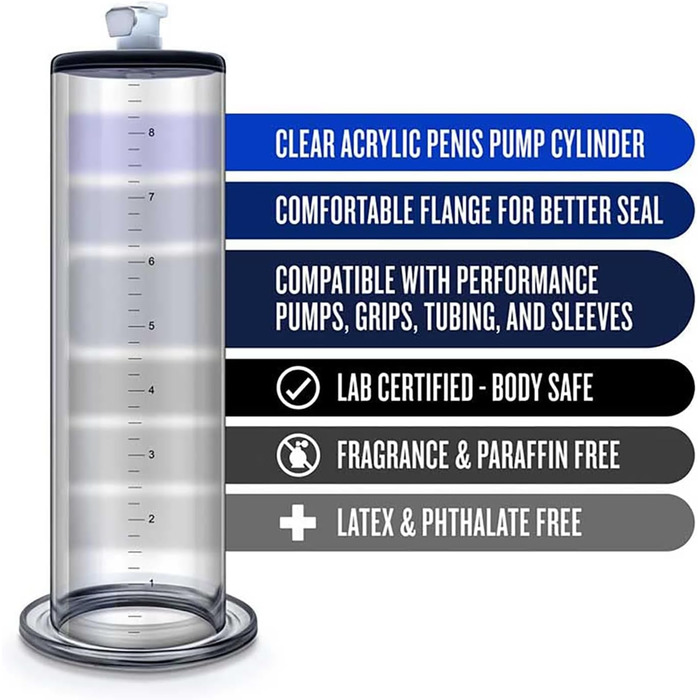 Аксесуари для пеніс-помпи LZYLWC з лазерним гравіюванням розмірів - комплект для апгрейду та заміни, циліндр пеніс-помпи з акрилу для збільшення та ерекції пеніса (A/9 * 1.75inch)