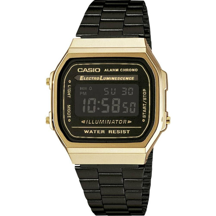 Цифровий кварцовий годинник Casio Unisex з ремінцем із нержавіючої сталі, чорний