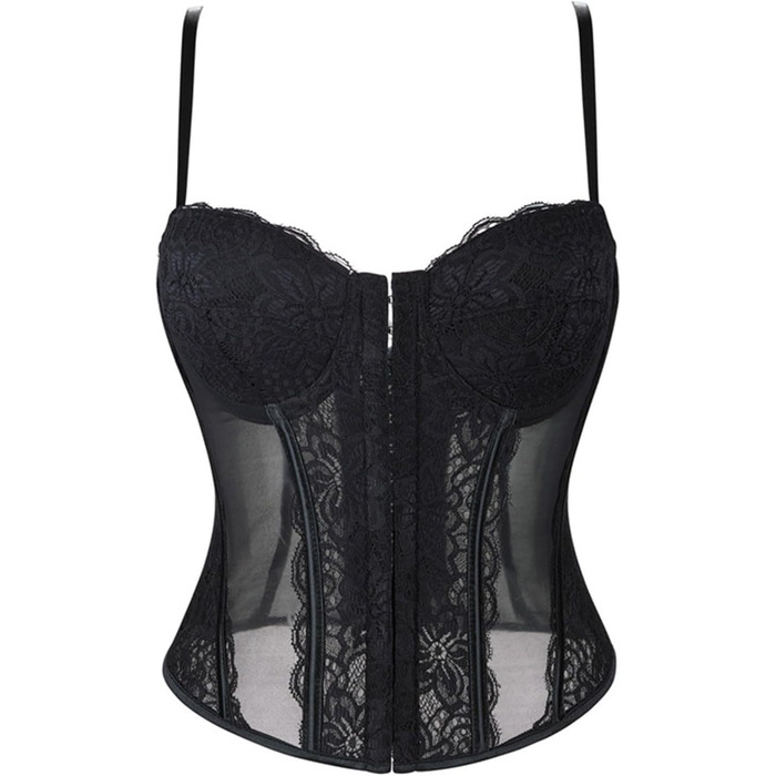 Топ-корсет жіночий у стилі Ренесанс з сітчастими вставками для вечірніх образів – побачення, осінній стиль, милий кроп-топ для вечірки, клубу, танк з корсетним шнуруванням #04-чорний XS