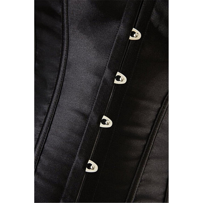 Корсет Daen Korsett для корекції фігури, повний бюст, топ-бюстгальтер, готичний, бурлеск, шнурівка, сатиновий чорний (S)