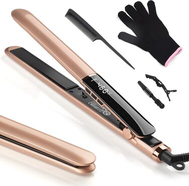 Випрямляч для волосся UNOBEY Ceramic Straight 2 в 1 для гладкого та блискучого волосся, керамічний стайлер для випрямлення та завивки, 150°C-230°C, антифриз ефект, колір рожеве золото