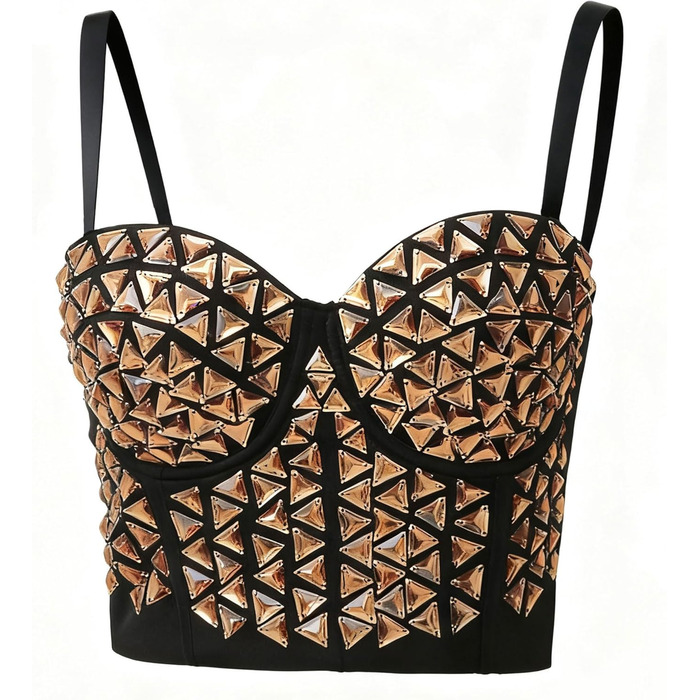 Жіночий топ-корсет Royal Smeela з блискітками, на тонких бретелях, бюстгальтер, золотий колір