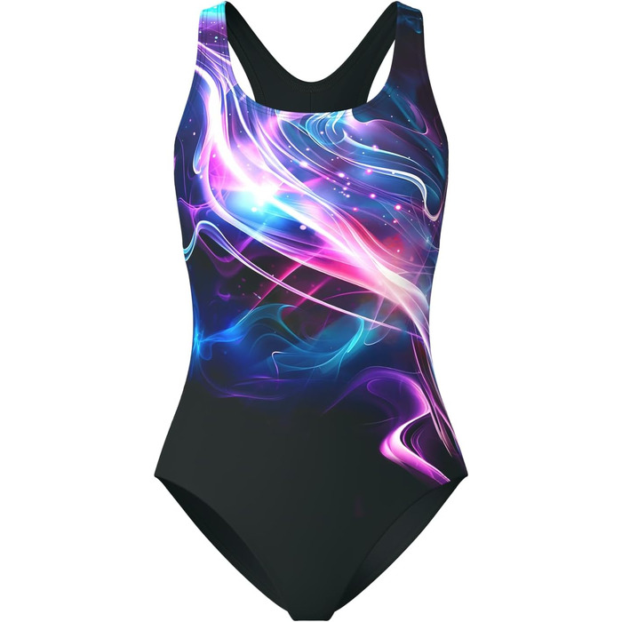 Жіночий спортивний купальник Veranobreeze Racerback Чорний (44, Bunter Nebel) - Модний купальник для плавання